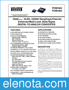 Texas Instruments PCM1605 datasheet