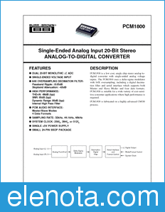 Texas Instruments PCM1800 datasheet
