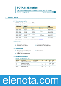 Philips PDTA113E datasheet