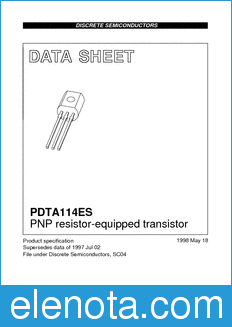 Philips PDTA114ES datasheet