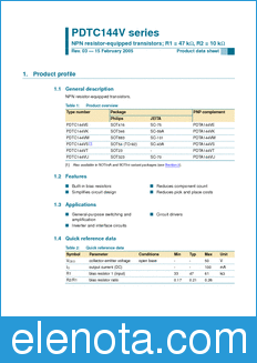 Philips PDTC144V datasheet