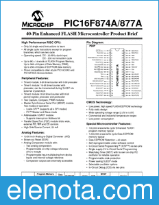 Microchip PIC16F874A datasheet