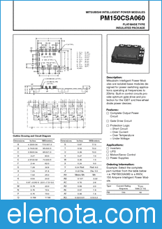 Mitsubishi PM150CSA060 datasheet