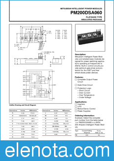 Mitsubishi PM200DSA060 datasheet