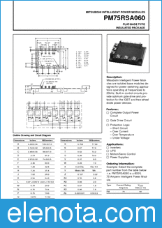 Mitsubishi PM75RSA060 datasheet