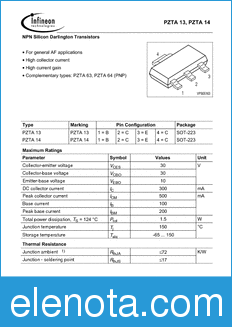 Infineon PZTA14 datasheet