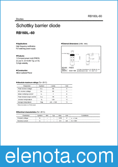Rohm RB160L-60 datasheet