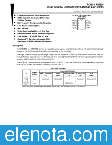 Texas Instruments RC4558 datasheet
