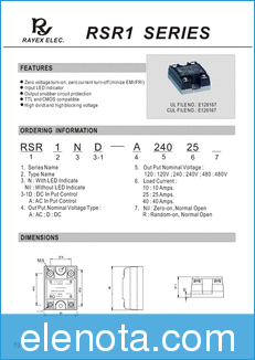 RAYEX ELECTRONICS RSR1 datasheet