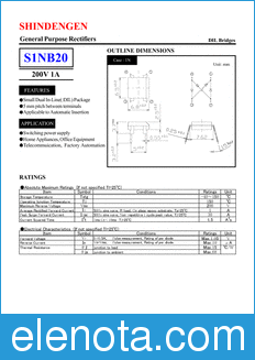 Shindengen S1NB20D datasheet