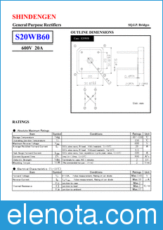 Shindengen S20WB60 datasheet
