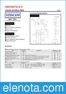 Shindengen S25SC6M datasheet