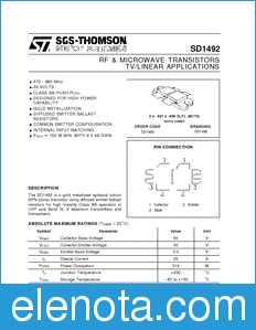 STMicroelectronics SD1492 datasheet