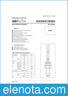 International Rectifier SD233N datasheet