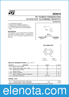 STMicroelectronics SD2918 datasheet