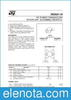 STMicroelectronics SD2921-10 datasheet