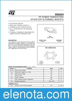 STMicroelectronics SD2933 datasheet