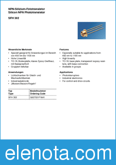 Infineon SFH302 datasheet