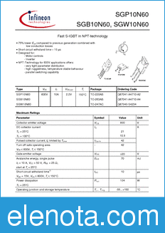 Infineon SGB10N60 datasheet