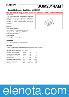 Sony Semiconductor SGM2014AM datasheet