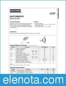 Fairchild SGP13N60UFD datasheet