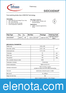 Infineon SIDC03D60F datasheet