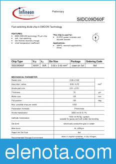 Infineon SIDC09D60F datasheet
