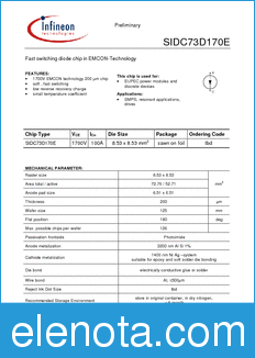 Infineon SIDC73D170E datasheet