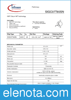 Infineon SIGC07T60SN datasheet