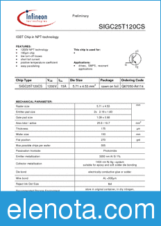 Infineon SIGC25T120CS datasheet