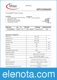 Infineon SIPC03N60S5 datasheet