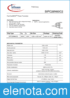 Infineon SIPC26N60C2 datasheet