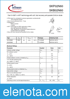Infineon SKB02N60 datasheet