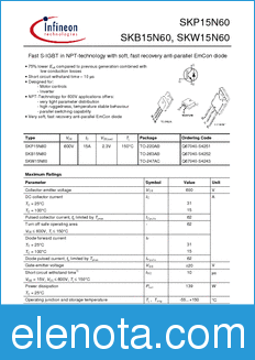 Infineon SKP15N60 datasheet