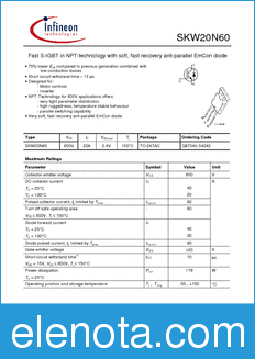 Infineon SKW20N60 datasheet