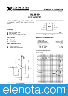 Zarlink Semiconductor SL1610 datasheet