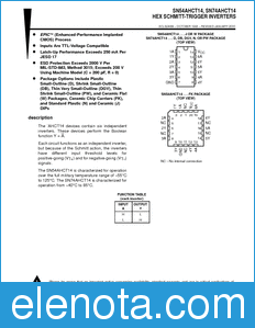 Texas Instruments SN54AHCT14 datasheet