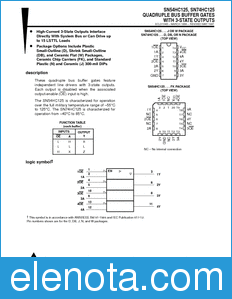 Texas Instruments SN54HC125 datasheet
