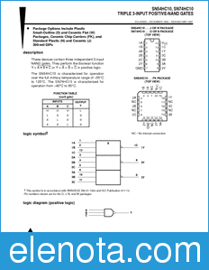 Texas Instruments SN74HC10 datasheet