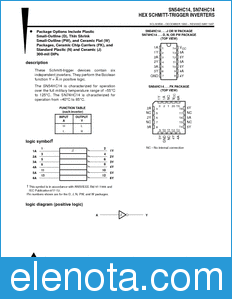 Texas Instruments SN74HC14 datasheet