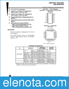 Texas Instruments SN74LV04A datasheet