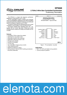 Zarlink Semiconductor SP5668 datasheet
