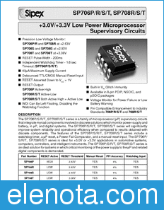 Sipex SP706P/R/S/T datasheet