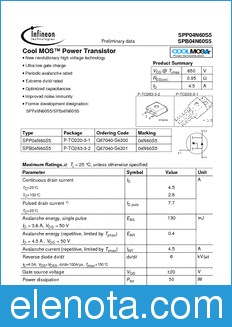 Infineon SPB04N60S5 datasheet