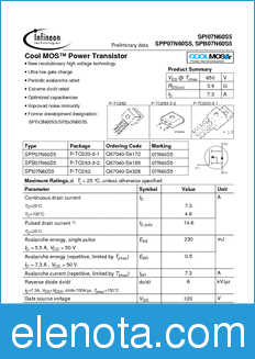 Infineon SPP07N60S5 datasheet