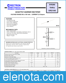 Rectron SR2100-B datasheet