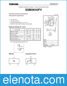 Toshiba SSM3K03FV datasheet