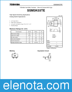 Toshiba SSM3K03TE datasheet