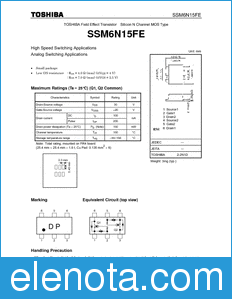 Toshiba SSM6N15FE datasheet