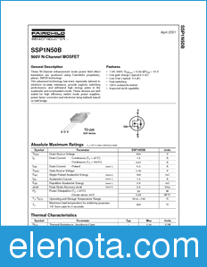 Fairchild SSP1N50B datasheet